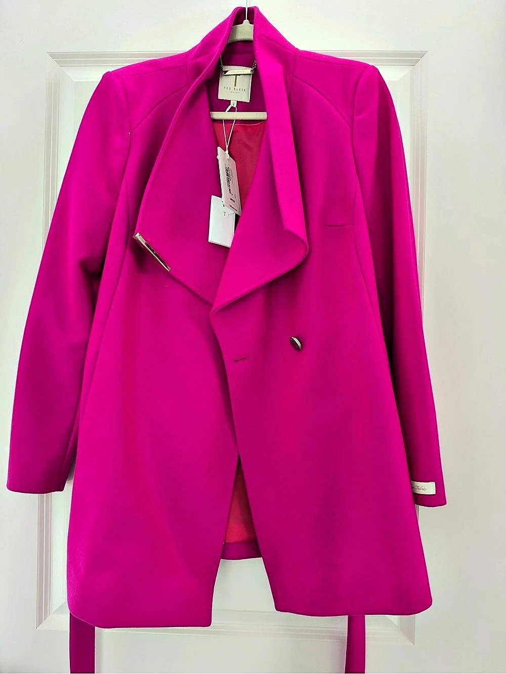 NWT Ted Baker Rytaa Short Wool Wrap Coat Pink Size 3 (Medium)